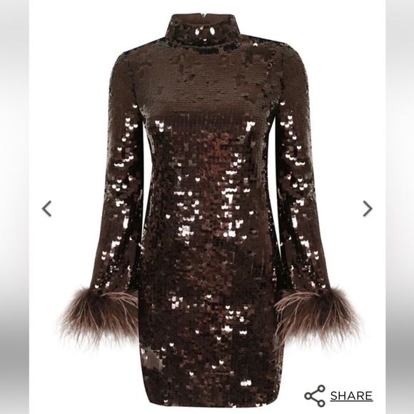 Forever Unique LIMITED EDITION CHOCOLATE SEQUIN MINI DRESS - Picture 6 of 9